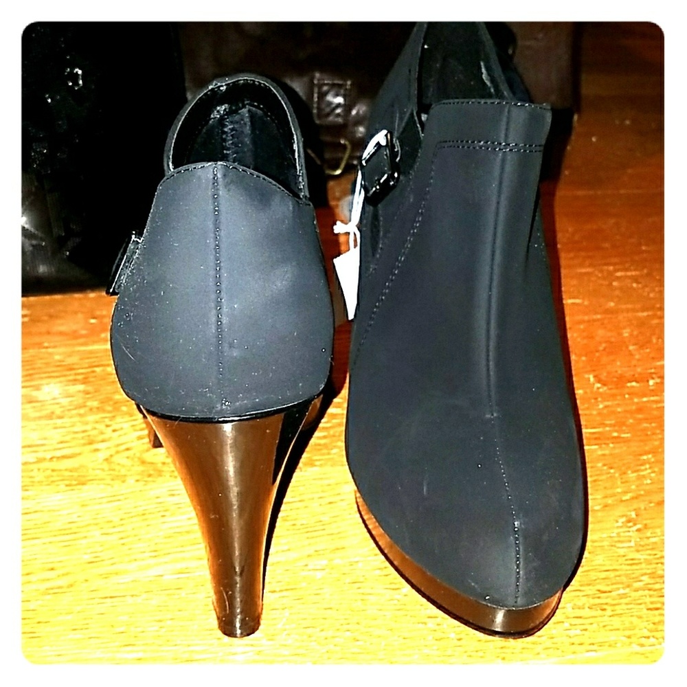 Black Suede Ankle Heel Booties